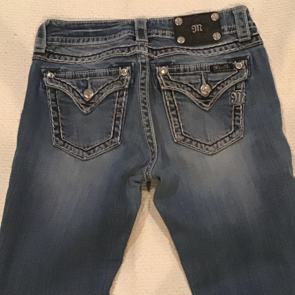 Miss Me Blue Boot Cut Jeans with Embellished Pockets